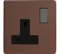 Varilight - 1 Gang 13 Amp Single Switched Socket Dimension Screwless Mocha - XDM4BS by Varilight