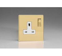 Varilight - 1 Gang 13 Amp Single Switched Socket Dimension Screwless Polished Brass - XDV4WS