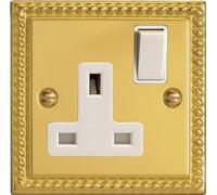 Varilight - 1 Gang 13 Amp Single Switched Socket Georgian Brass - XG4W by Varilight