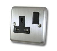 Varilight - 1 Gang 13 Amp Single Switched Socket Matt Chrome - XS4B