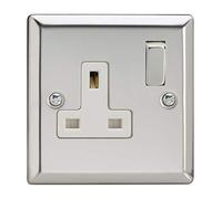 Varilight - 1 Gang 13 Amp Single Switched Socket Mirror Chrome - XC4DW