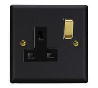 Varilight 1-Gang 13A Double Pole Switched Socket Matt Black