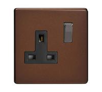 Varilight 1-Gang 13A Double Pole Switched Socket Mocha