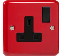 Varilight 1-Gang 13A Double Pole Switched Socket Pillar Box Red