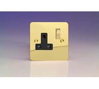 Varilight 1-Gang 13A Double Pole Switched Socket Polished Brass