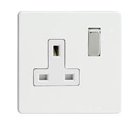 Varilight 1-Gang 13A Double Pole Switched Socket with Metal Rockers - XDQ4WS