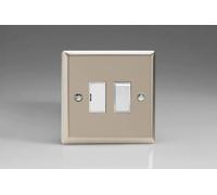 Varilight 1-Gang 13A Switched Fused Spur Satin Chrome XN6W in Grey Varilight Grey