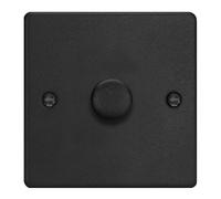 Varilight 1-Gang 2-Way V-Dim Push On/Off Rotary Dimmer 1 x 60-400W Matt Black
