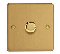 Varilight 1-Gang 2-Way V-Pro Push On/off Rotary Led Dimmer 0-120W Brushed Brass Jdep401.bb