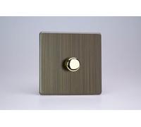Varilight 1-Gang 2-Way V-Pro Push On/Off Rotary LED Dimmer 1 x 0-120W Antique Brass