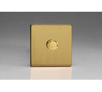 Varilight 1-Gang 2-Way V-Pro Push On/Off Rotary LED Dimmer 1 x 0-120W Brushed Brass