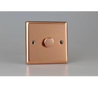 Varilight 1-Gang 2-Way V-Pro Push On/Off Rotary LED Dimmer 1 x 0-120W Polished Copper