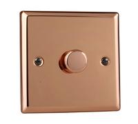 Varilight 1-Gang 2-Way V-Pro Push On/Off Rotary LED Dimmer 1 x 0-120W Polished Copper