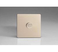 Varilight Dimmer Switch V-Pro 1-Gang LED Trailing Edge Push On/Off Rotary Screwless Satin Chrome