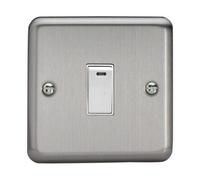 Varilight 1-Gang 20A Double Pole Rocker Light Switch + Neon Indicator Light Matt Chrome Xs20Nw