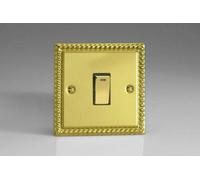 Varilight 1-Gang 20A Double Pole Rocker Light Switch + Neon Indicator Light With Metal Rockers Georgian Brass Xg20Nd