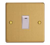 Varilight 1-Gang 20A Double Pole Rocker Switch + Neon Indicator Light Brushed Brass