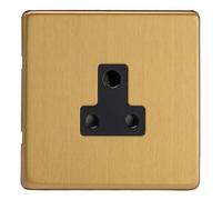 Varilight 1-Gang 5A Round Pin Plug Socket Brushed Brass XDBRP5ABS
