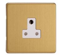 Varilight 1-Gang 5A Round Pin Plug Socket Brushed Brass XDBRP5AWS