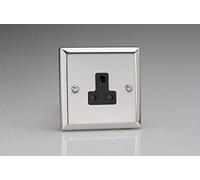 Varilight 1-Gang 5A Round Pin Plug Socket Mirror Chrome XCRP5AB