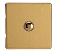 Varilight 1-Gang 6A 1- or 2-Way Push-On/Off Impulse Switch Brushed Brass XDBP1S
