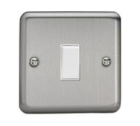 Varilight 1-Gang (Single), 1 Way 20 Amp Switch, Classic Brushed Steel (also known as Classic Matt Chrome) XS20W in Grey Varilight Grey