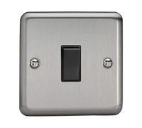 Varilight 1 Gang (Single), 1 Way 20 Amp Switch, Classic Brushed Steel (Also Known as Classic Matt Chrome) XS20B