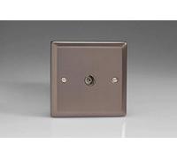 Varilight 1-Gang TV Plug Socket, Co-Axial Pewter XR8