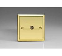 Varilight 1-Gang TV Plug Socket, Co-Axial Victorian Brass XV8