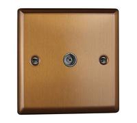 Varilight 1-Gang TV Socket, Co-Axial Brushed Bronze