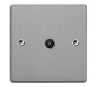 Varilight 1-Gang TV Socket, Co-Axial Brushed Steel