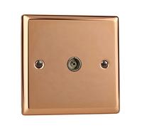 Varilight 1-Gang TV Socket, Co-Axial Polished Copper