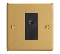 Varilight 1-Gang TV Socket, Isolated Co-axial Brushed Brass