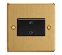 Varilight 10A 3-Pole Fan Isolating Switch - Brushed Brass Finish, 10A Terminal Capacity, Indoor Metal-Clad Fan Isolator