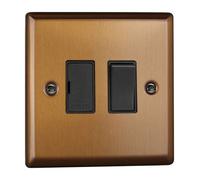 Varilight Switched Fused Spur Urban Brushed Bronze 1-Gang 13A With Black Insert