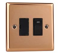 Varilight XY6NB.CU Switched Spur Connection Unit with Neon 13 Amp Polished Copper (Black Inserts)