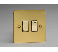 Varilight 13A Switched Fused Spur + Neon with Metal Inserts Polished Brass XFV6ND
