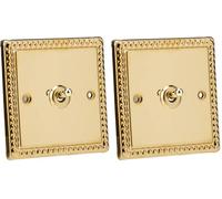 Varilight - 1G 1 or 2W 10A Classic Toggle Switch Georgian Brass - XGT1 (Pack of 2)