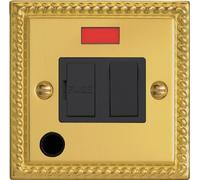 Varilight - 1G 13A Sw. Fused Spur with F. O. and Neon Georgian Brass - XG6FONB