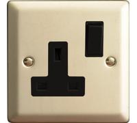 Varilight - 1G 13A Switched Socket Satin Chrome - XN4B