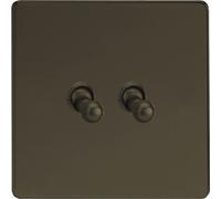 Varilight - 2 G 1 or 2 W 10 A Classic Toggle Switch Dimension Screwless Iridium-Black - XDIT2S by Varilight