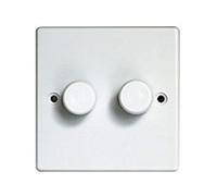 Varilight - 2 Gang 1 or 2 Way Push-on/Push-off 2x300 Watt Low Voltage Intelligent Dimmer with Leading - IQP302W