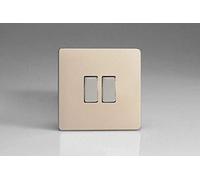 Varilight 2-Gang 10A 1- or 2-Way Rocker Light Switch Satin Chrome XDN2S