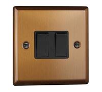 Varilight 2-Gang 10A 1- or 2-Way Rocker Switch Brushed Bronze