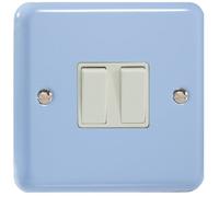 Varilight 2-Gang 10A 1- or 2-Way Rocker Switch Duck Egg Blue
