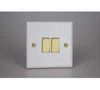 Varilight 2-Gang 10A 1- or 2-Way Rocker Switch Matt White