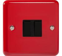 Varilight 2-Gang 10A 1- or 2-Way Rocker Switch Pillar Box Red