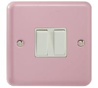 Varilight 2-Gang 10A 1- or 2-Way Rocker Switch Rose Pink
