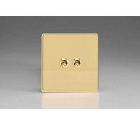 Varilight 2-Gang 10A 1- or 2-Way Toggle Light Switch Polished Brass XDVT2S