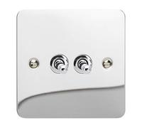 Varilight 2-Gang 10A 1- or 2-Way Toggle Light Switch Polished Chrome XFCT2
